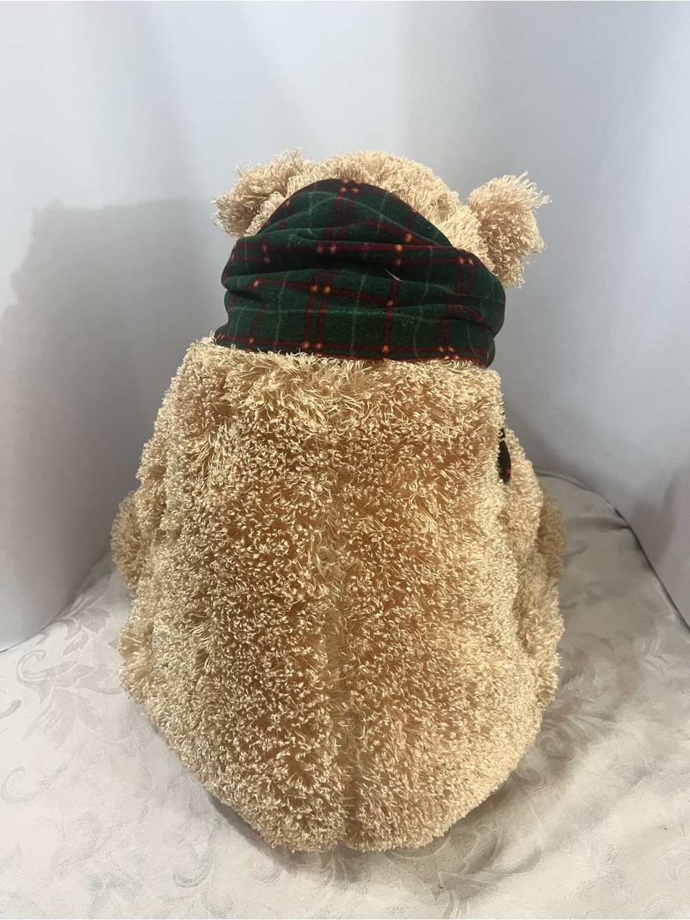 Vintage 90s Rare 30” Holiday Detailed Potbelly Plush Bear with Wide Wool Scarf - Picture 4 of 15